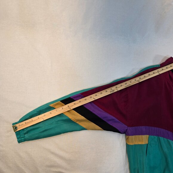 Vintage SARA ROBERTS 90's Y2K Blockecore Multicolor Bomber Jacket UNISEX Size M. - Picture 17 of 17